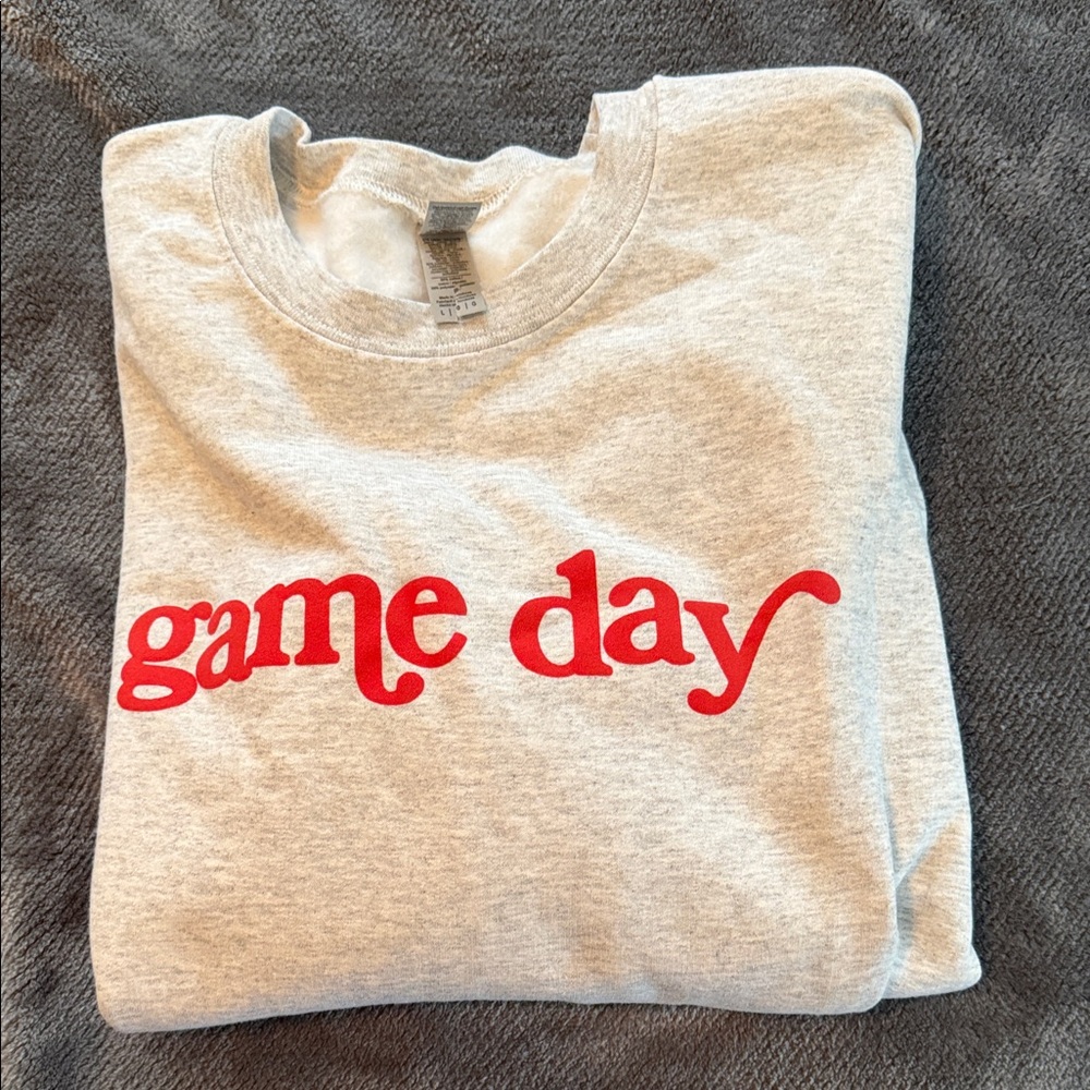 Gildan Gray Sweatshirt with Red 'Game Day' Print